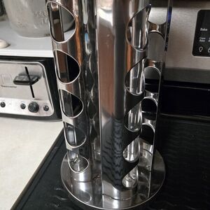 Stainless Steel Rotating Spice Rack Carousel - Silver